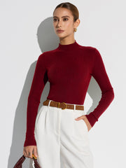 Winter | Fitted Mock Neck Wool-Blend Knit Top