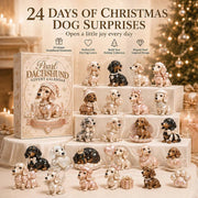 Wooden Dachshund Advent Calendar with 24 Collectible Ornaments – Ideal for Holiday Decor