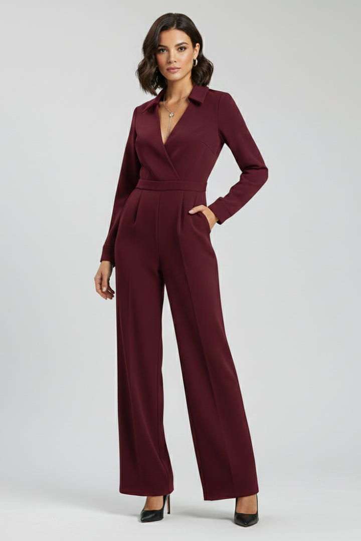 Yvette | Collared Wide-Leg Tailored Jumpsuit